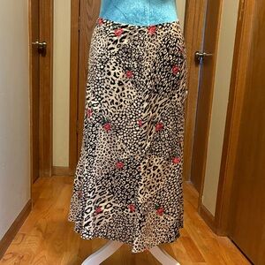 Harold's Leopard Print A-Line Skirt with Red Details